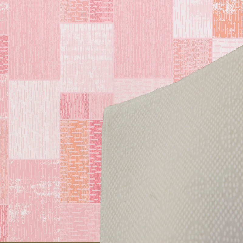 Tapis rose en polyester tissé à la machine Debbrah, Rectangle 4 pi 7 po x 7 pi 3 po