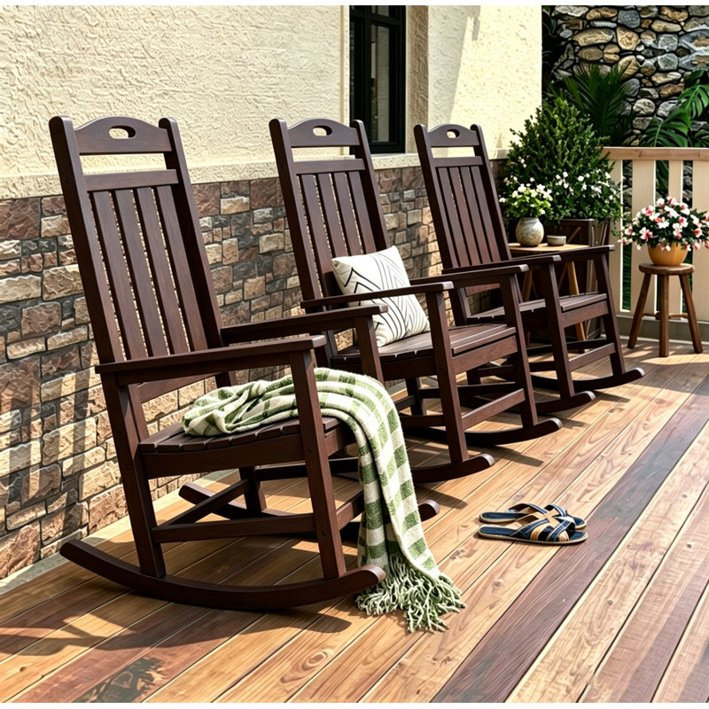 Chaise berçante en plastique Brayshun, Acajou