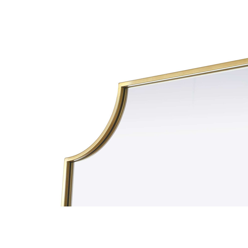 Notched Metal Mirror 27x32 inch in Brass, Brass, 32" x 27"