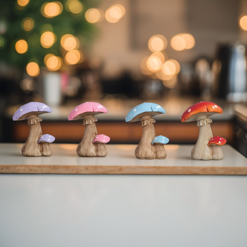 Figurine champignon 4 pièces
