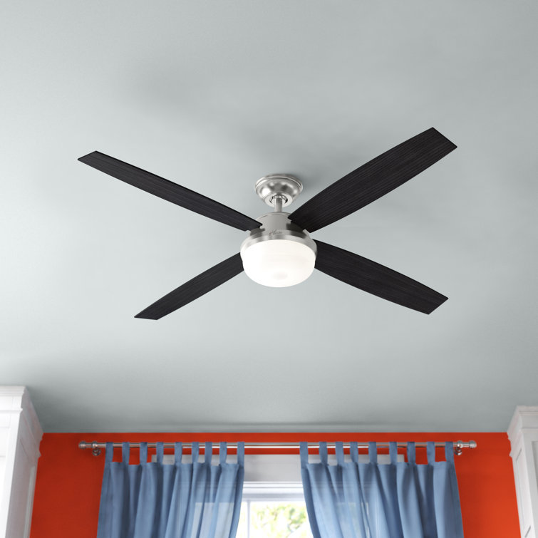 60" Dempsey 4 - Blade LED Standard Ceiling Fan with Remote Control and Light Kit Included