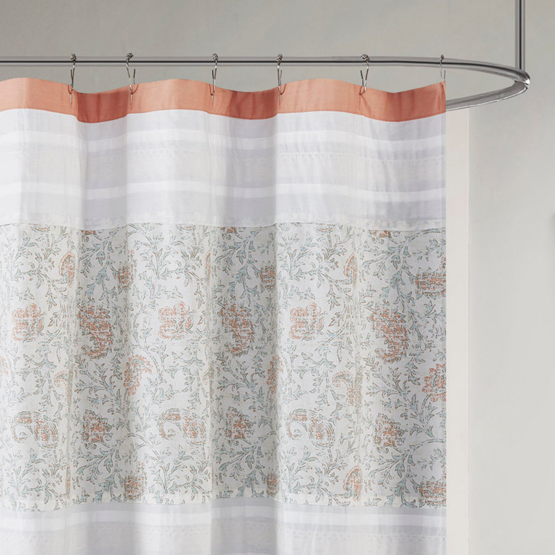 Rideau de douche en coton, Corail, Imprimé et reconstitué multi