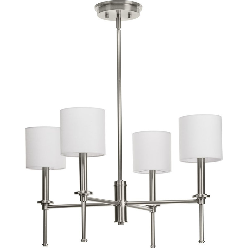 Nouveau lustre traditionnel à quatre lumières Adbiel, Nickel brossé