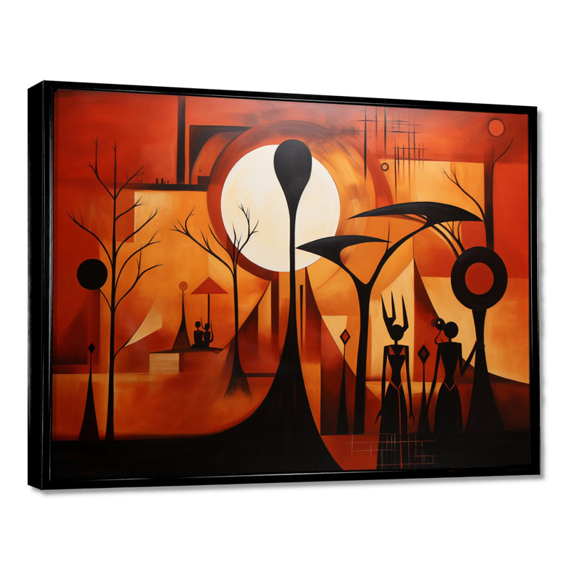 Futures souvenirs d'Afrique - art mural africain, H 30 po x l 40 po x P 1,5 po, Toile avec cadre flottant noir
