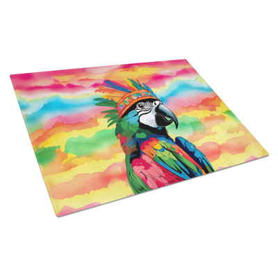 Hippie Animal Parrot Glass Cutting Board