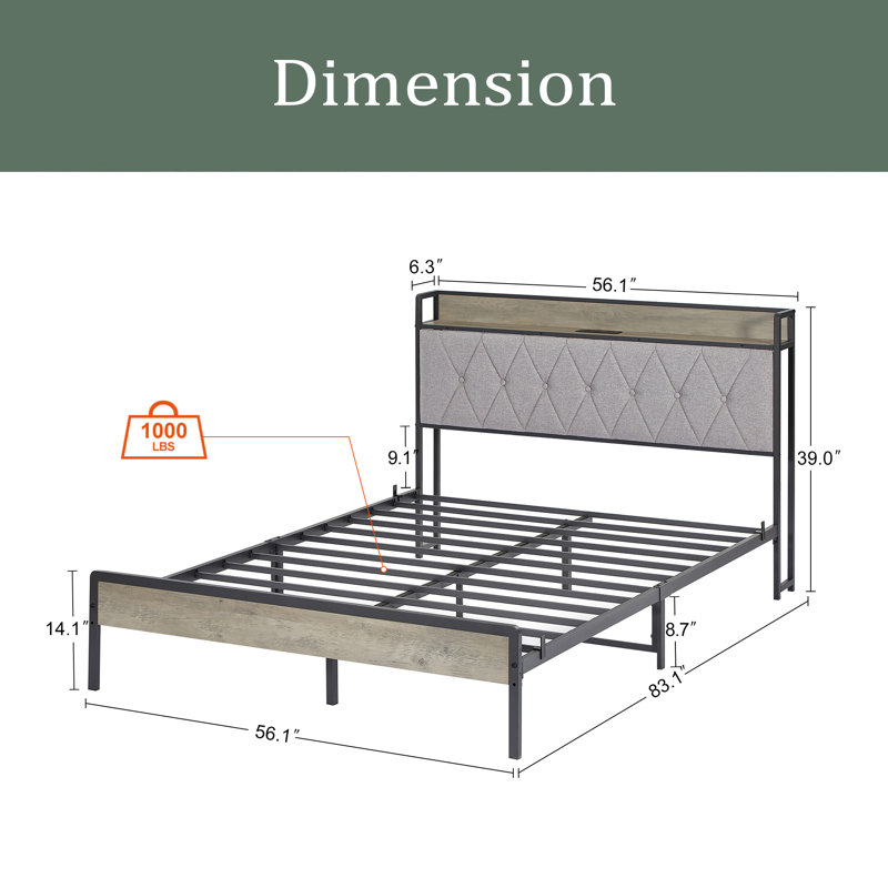 Lit plateforme avec rangement Denianna, Double