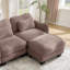 Canapé en L Chenille avec 1 repose-pieds mobile, canapé modulaire surdimensionné à 3 places avec 3 coussins de taille exquise, conception ergonomique, canapé modulaire facile à assembler-133414595