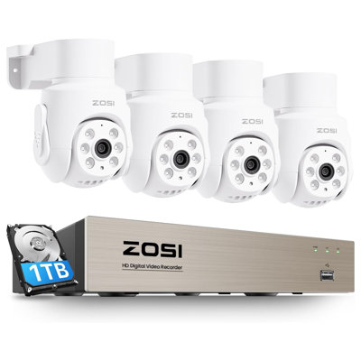 8Ch Dvr Security Cameras System, 4Pcs Outdoor Cameras , Human Vehicle Detection, 1Tb Hdd