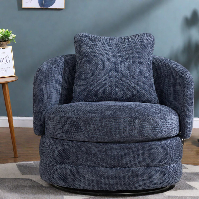 Chaises d'appoint pivotantes, fauteuil demi-tonneau en chenille pour salon à la maison