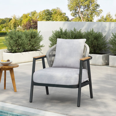 Fauteuil club d'extérieur en corde avec coussin