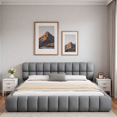 Lit plateforme tapissier avec coutures et soutien solide