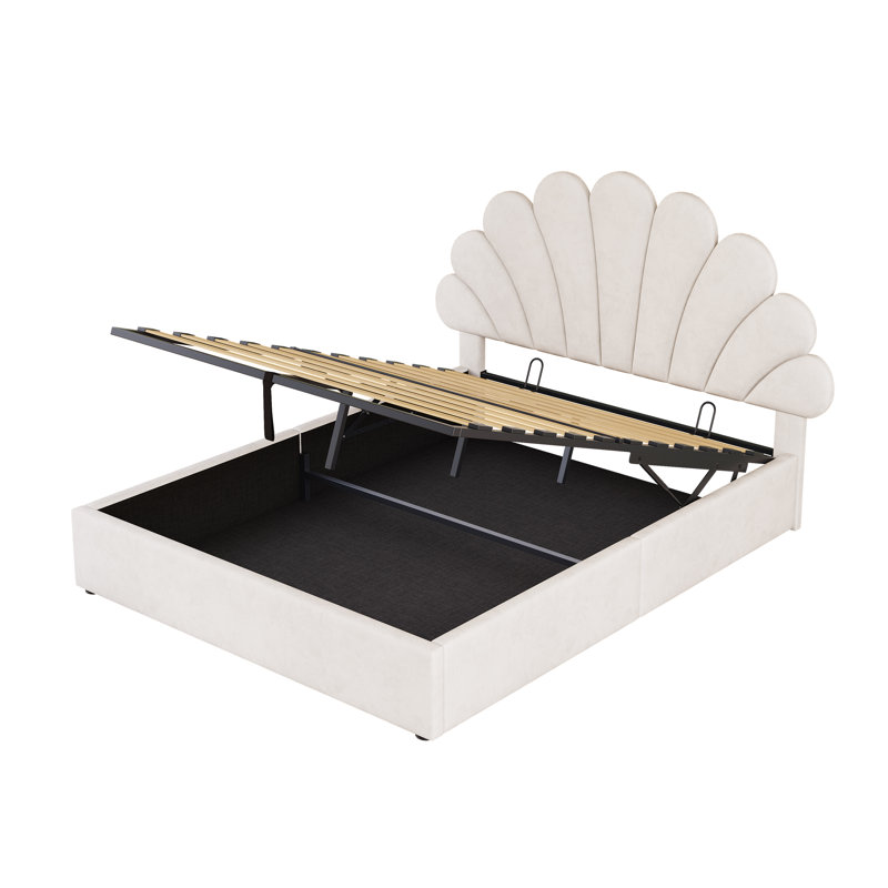 Double Size Ottoman Bed Velvet, Single (3'), White