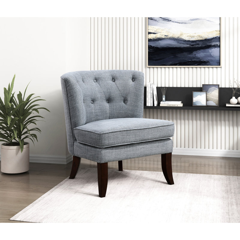 Chaise classique rembourrée gris foncé avec des pieds en bois massif et une beauté élégante intemporelle, Gris foncé