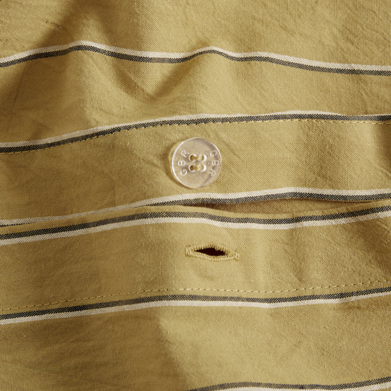 Dione Mid-Century Modern Cotton Percale Striped Duvet Cover, Queen Duvet Cover + 2 Queen Shams, Mustard Yellow