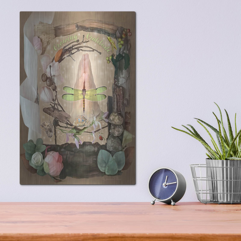 Art mural en métal «Growing Gratitude» par Art and a Little Magic, H 16 po x l 12 po