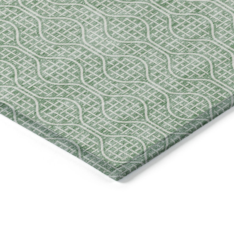 Machine Washable Indoor/Outdoor Chantille ACN926 GeometricRug, Sage, 8' Round