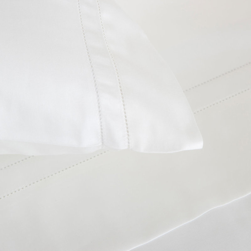 Doppio Ajour Sateen Pillow Case, Milk, King
