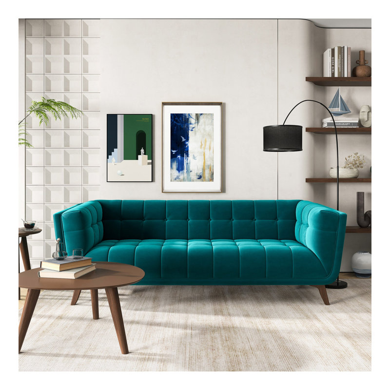 Addison Large Velvet Sofa, Teal