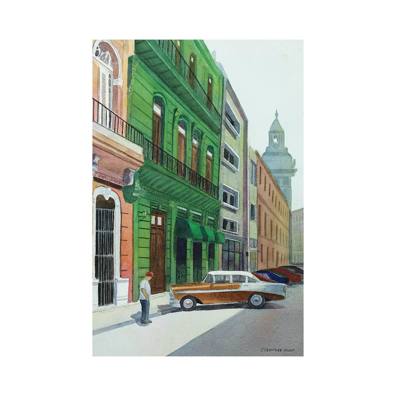 Bel Air In Havana by Cory Clifford - Painting on Canvas, Wrapped Canvas, 66.04cm H x 45.72cm W x 3.81cm D