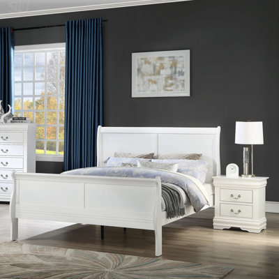 Grand lit blanc avec lit 1pc Louis Phillipe (lit)