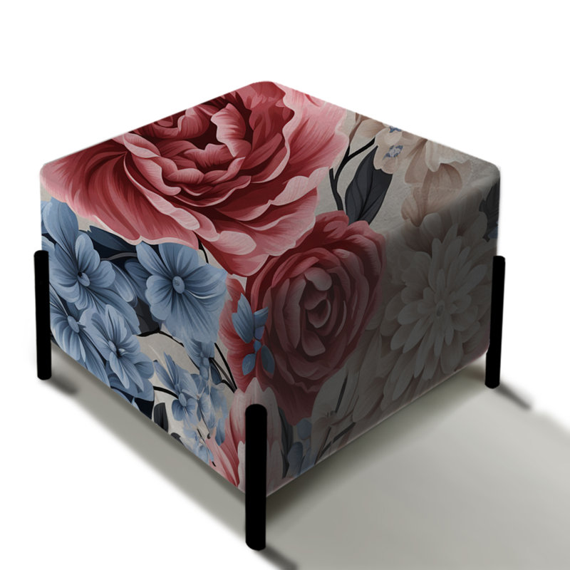 Motif floral rose et bleu - Repose-pieds floral carré