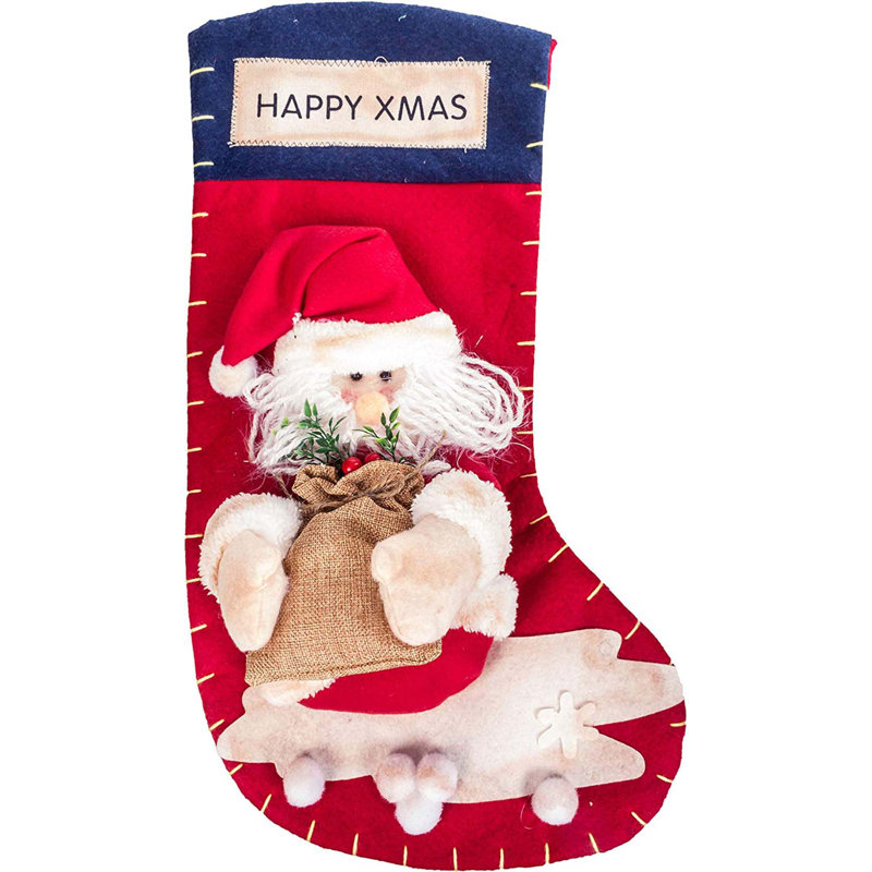 Large chaussette de Noël, Père Noël 3D