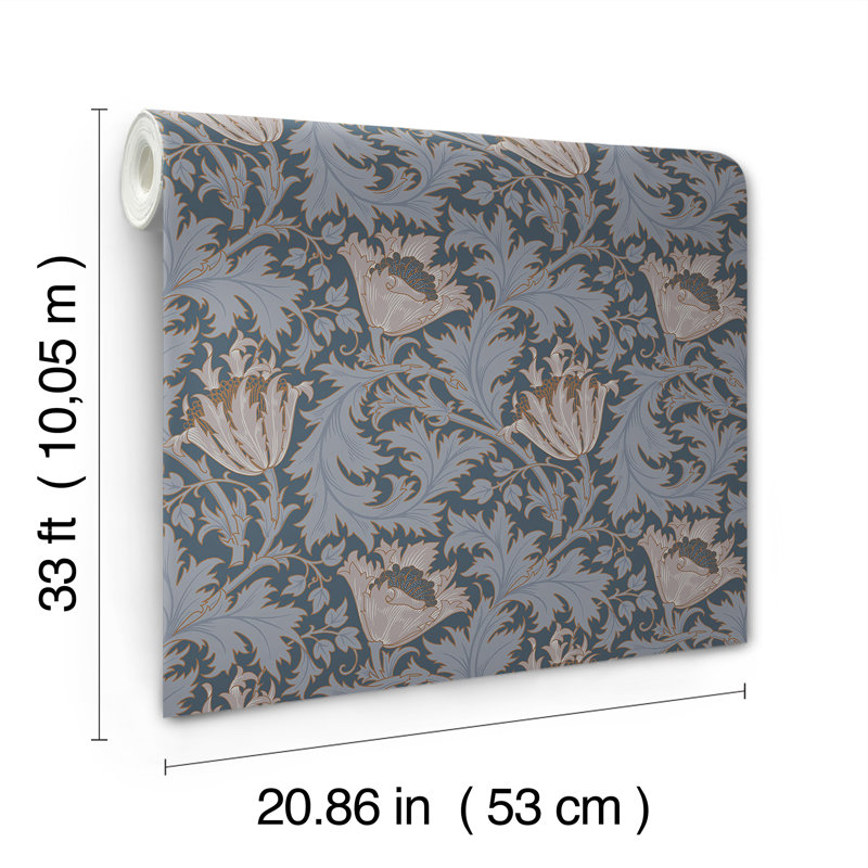 Papier peint Anemone Floral Trail, Bleu très foncé