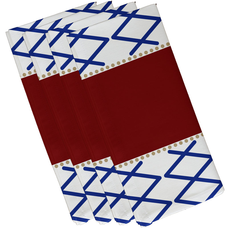 Bartow Polyester Geometric Square Napkin, Red/Blue