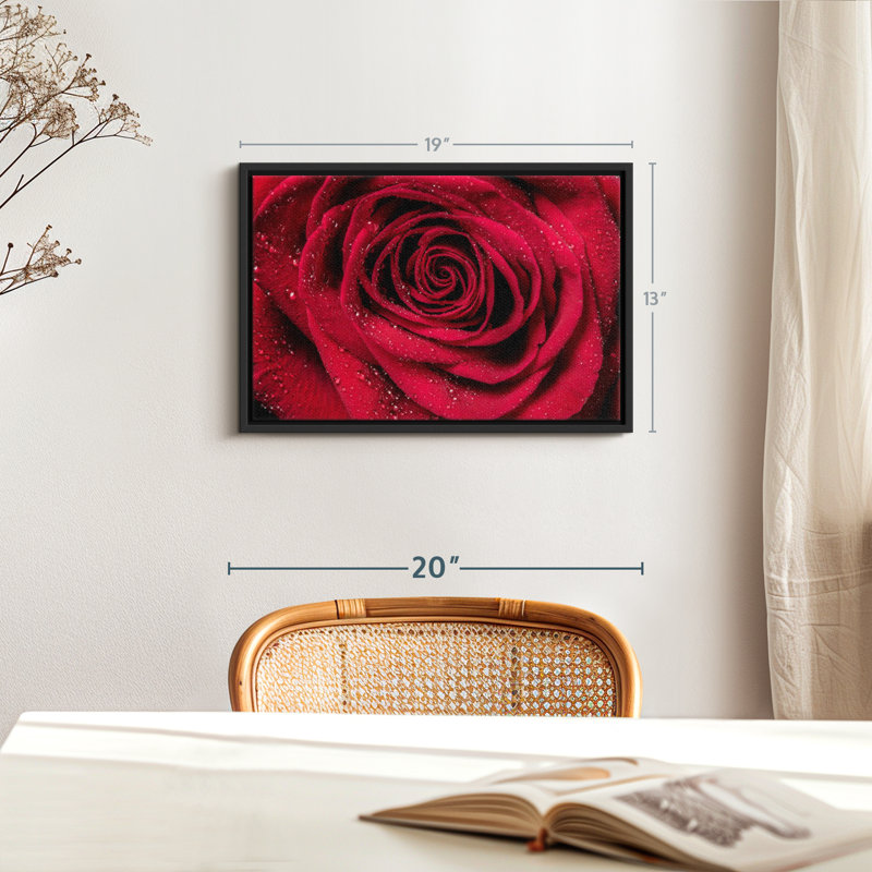 Velours rouge rosé sur toile, H 13 po x l 19 po