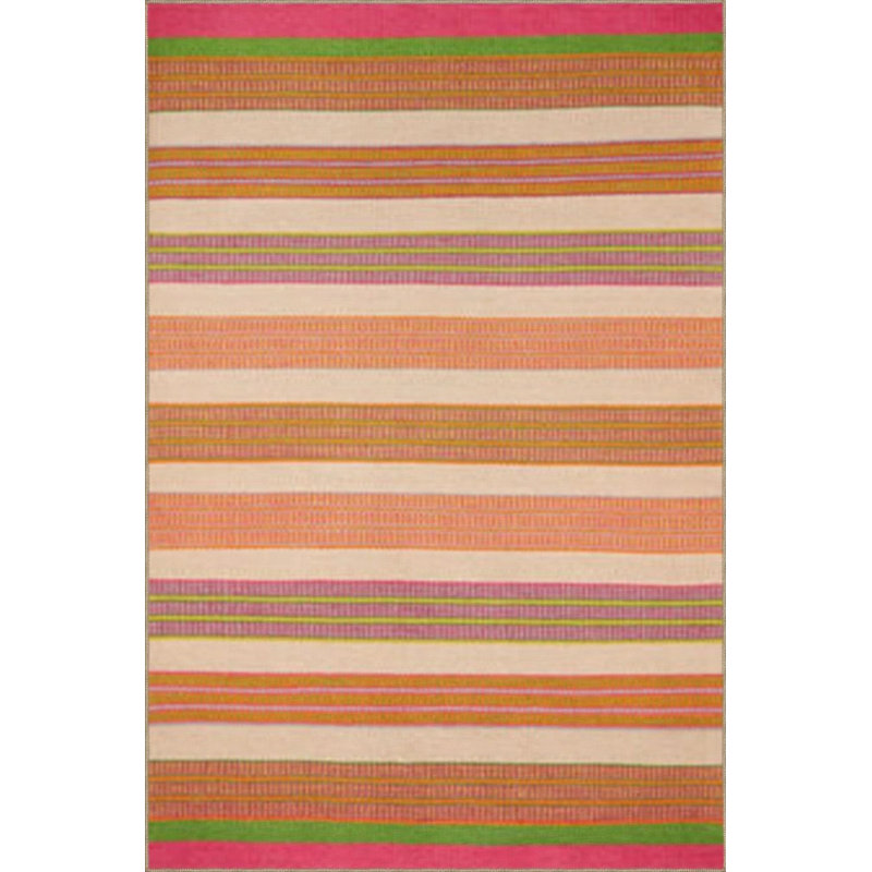 Red Colored Stripe Thick Striped Patterned Woven Floor Carpet, Round 4'