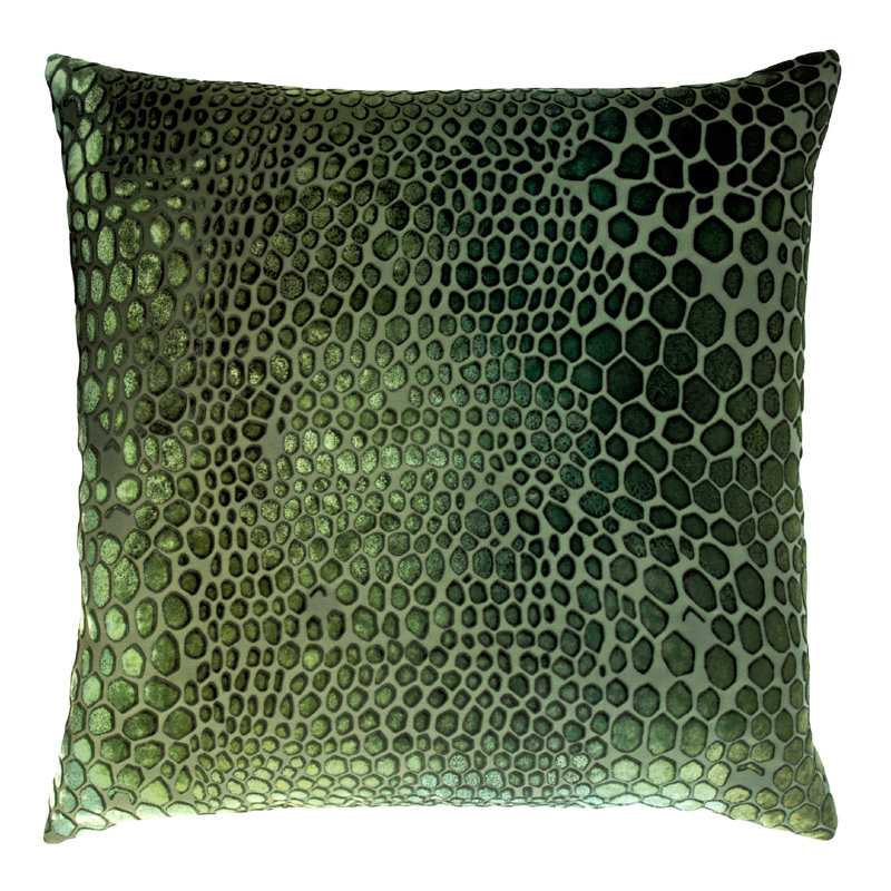 Snakeskin Lumbar Velvet Pillow Cover & Insert, 14"H x 20"W, Evergreen