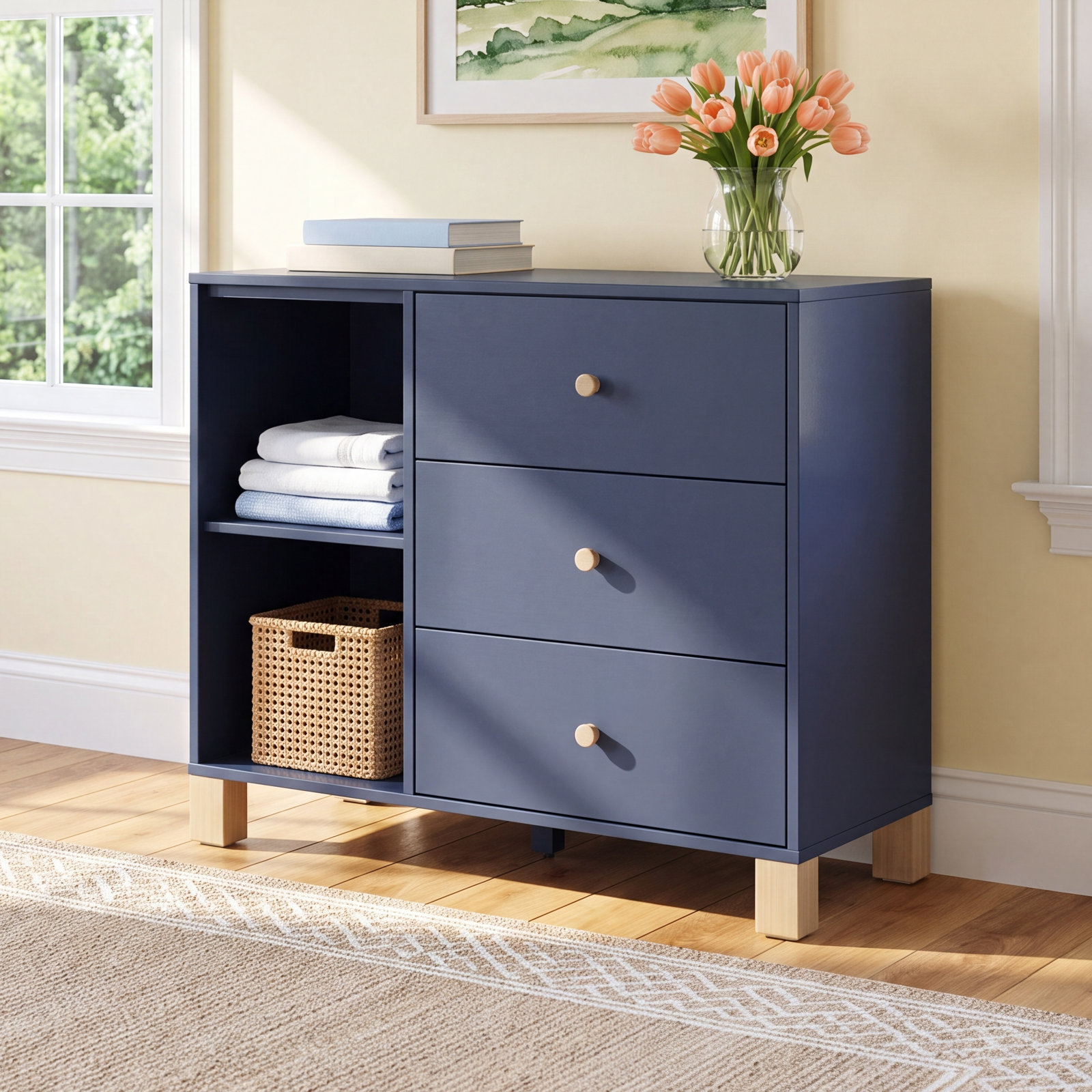 California 3 Drawer Combo Dresser, Midnight Blue