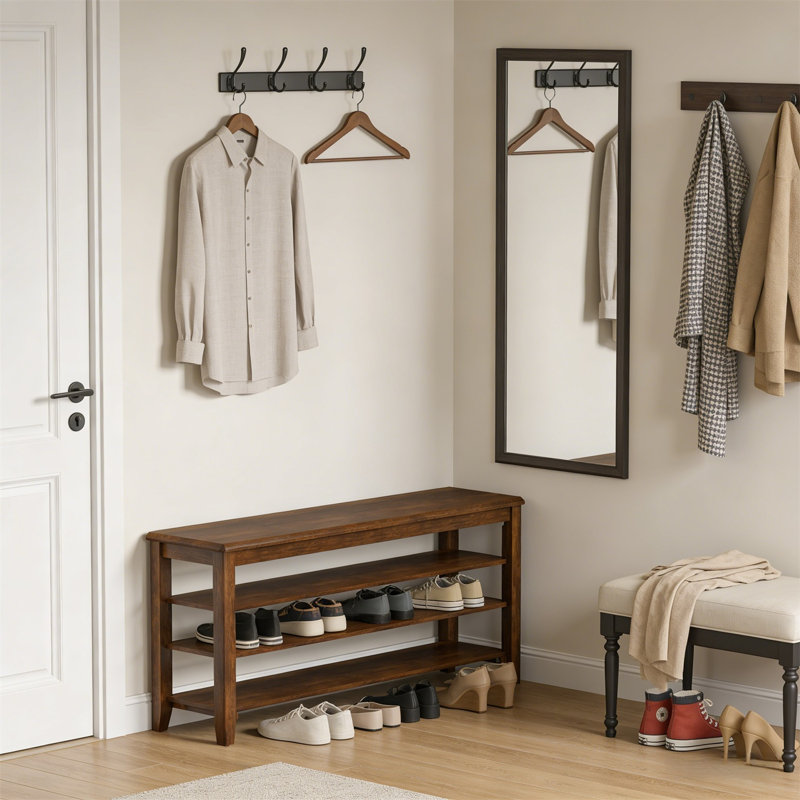 Range-chaussures en bois de qualité supérieure pour la maison, 20.6” H x 47.2” W x 11.8” D