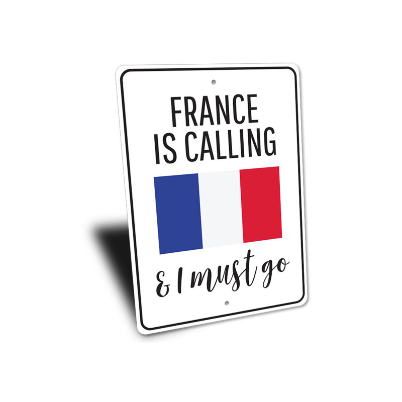 La France appelle la plaque en aluminium, H 14 po x l 10 po x P 0,04 po
