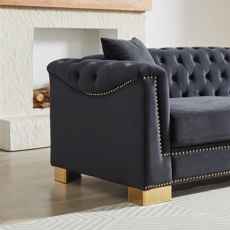 Canapé classique de style moderne, Noir / Bleu