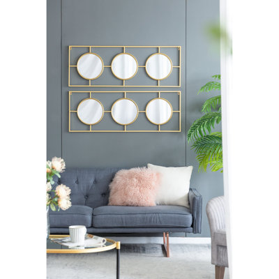 Miroir mural rectangulaire doré à 3 miroirs, décoration élégante pour chambre et salon, 43,3 x 15,7 pouces, &