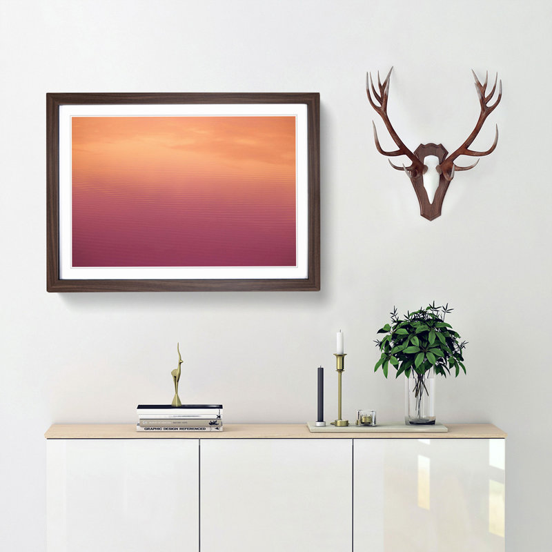 Peach Seascape - Picture Frame Photograph Print, 27cm H x 36cm W x 2cm D, Walnut Framed