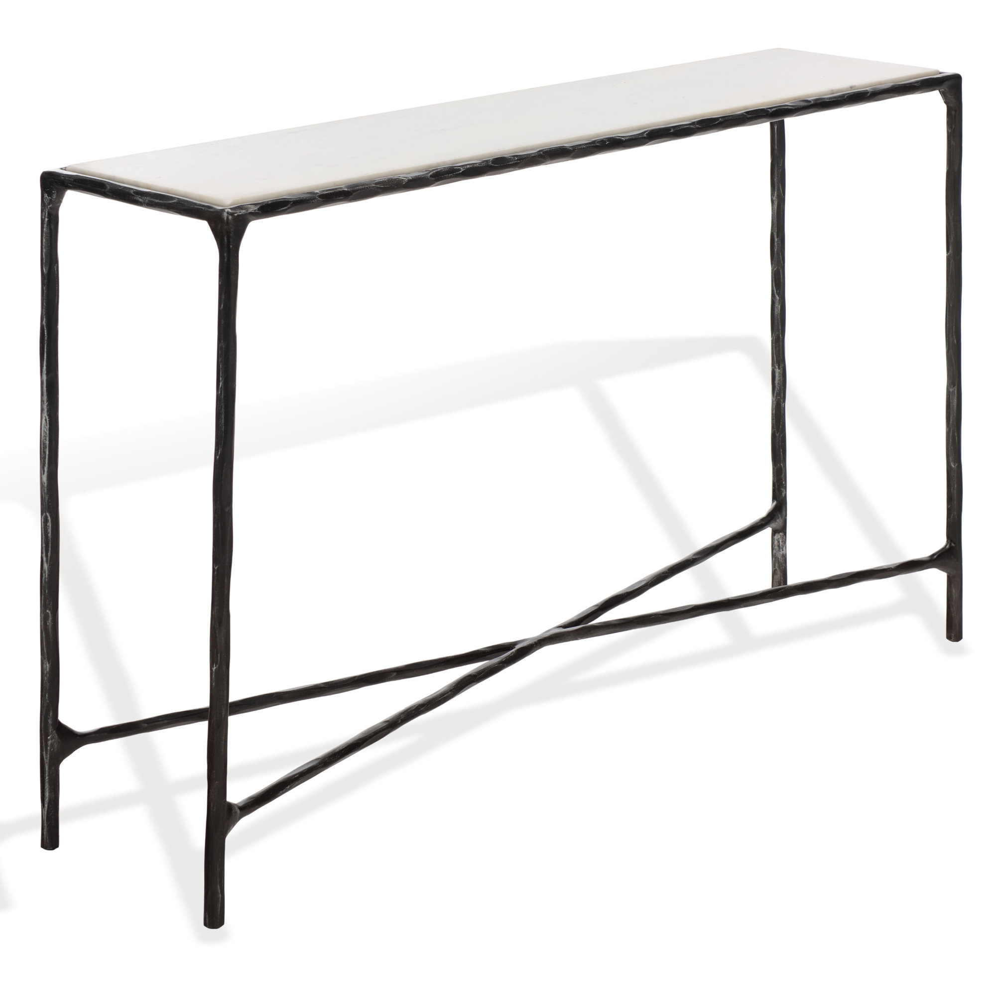 Evelynn 48'' Console Table, White Marble, Black