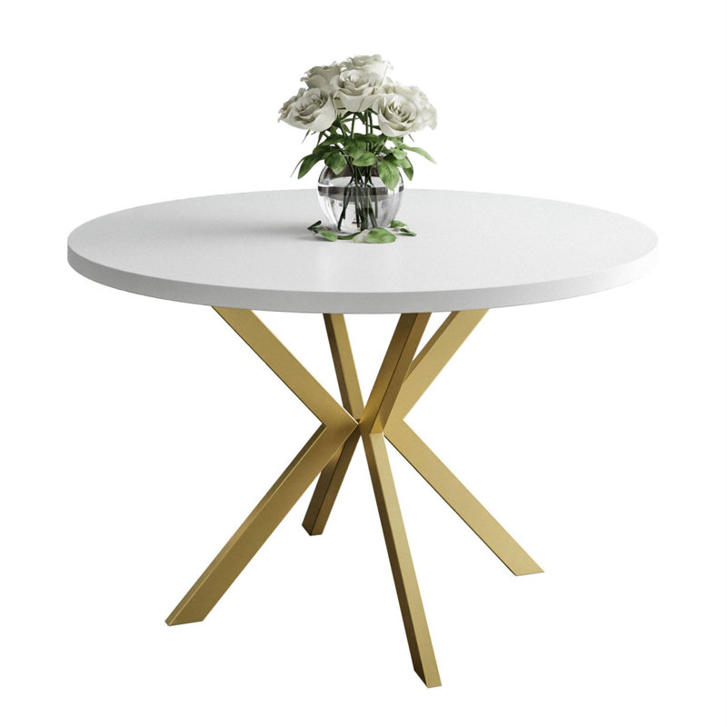 Almehdi Round Dining Table, White, 120cm L x 196cm W