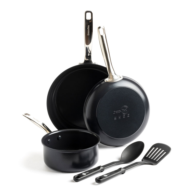 GreenPan Chatham Black Prime Midnight Healthy Ceramic Nonstick, 5 Piece Cookware Set