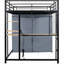 Lit mezzanine double en métal avec bureau, tablettes, prise électrique, lampe à DEL et garde-robe en noir. Économisez de l'espace dans votre maison. Construire. L 77,4 po x l 56,5 po x H 66,5 po. Matelas non inclus. Tablettes noires à assembler,-1992120418-1992120419