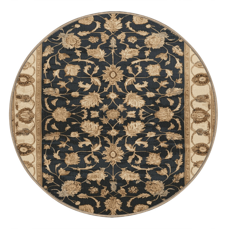 Tapis brun lavable à la machine, Rond 7 pi