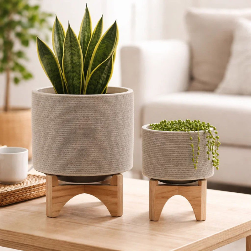 Ensemble de 2 pots à fleurs Feny, Brun clair / brun