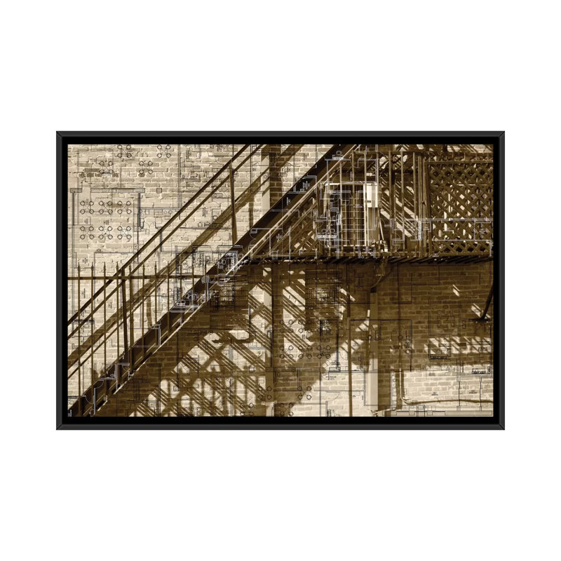 «Architecture Dessin I», reproduction d'impression sur toile tendue, H 40 po x l 60 po x P 1,5 po, Pas de tapis