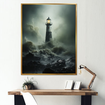 Phare aux prises avec les vagues orageuses I