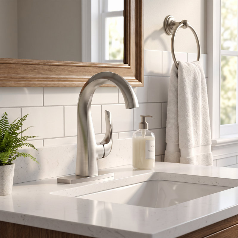 Robinet de lavabo à commande unique en laiton massif, robinet de lavabo à bec haut monotrou avec bonde escamotable