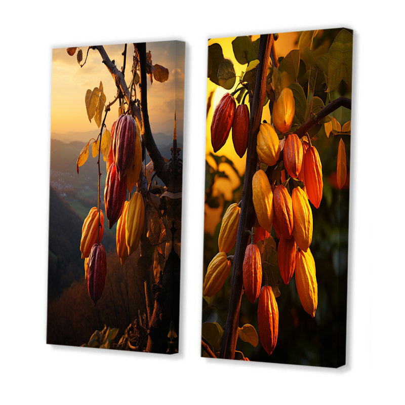 Cacao Pods Promise - ensemble de 2 impressions sur toile cacao, H 28 po x l 25 po, Toile tendue