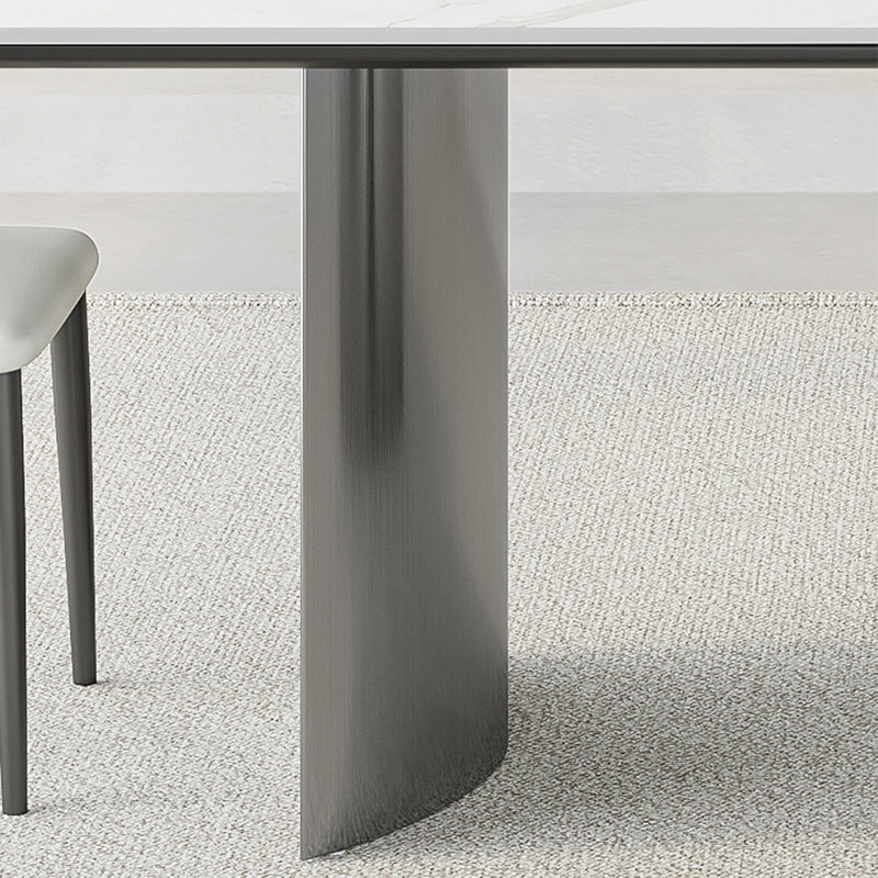 Modern simple rectangle rock slab dining table set, 29.52"H x 78.74"L x 35.43"W