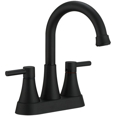 Fineline 4-Inch Matte Black Centerset 2-Handle Bathroom Sink Faucet With Drain Assembly