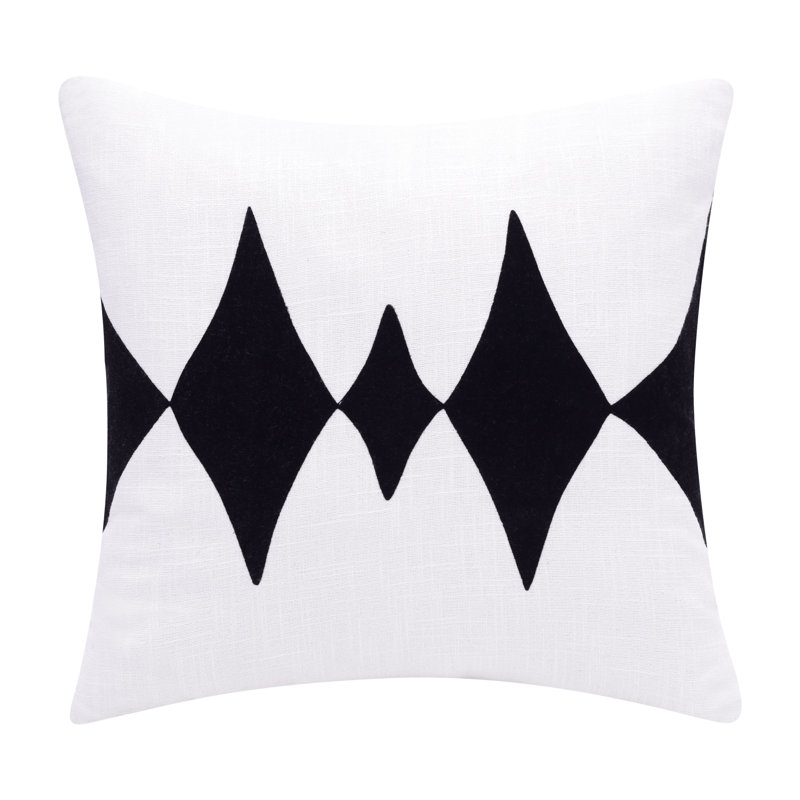 Coussin décoratif fait à la main Diamond Pulse, Noir / blanc, Polyester
